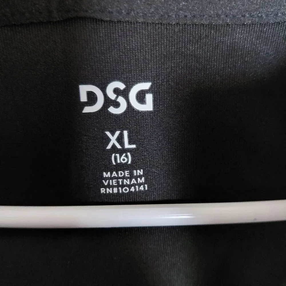 DSG Sport Fleece Full Zip Hoodie Girls Extra Large Black Zip Pockets Sweatshirt